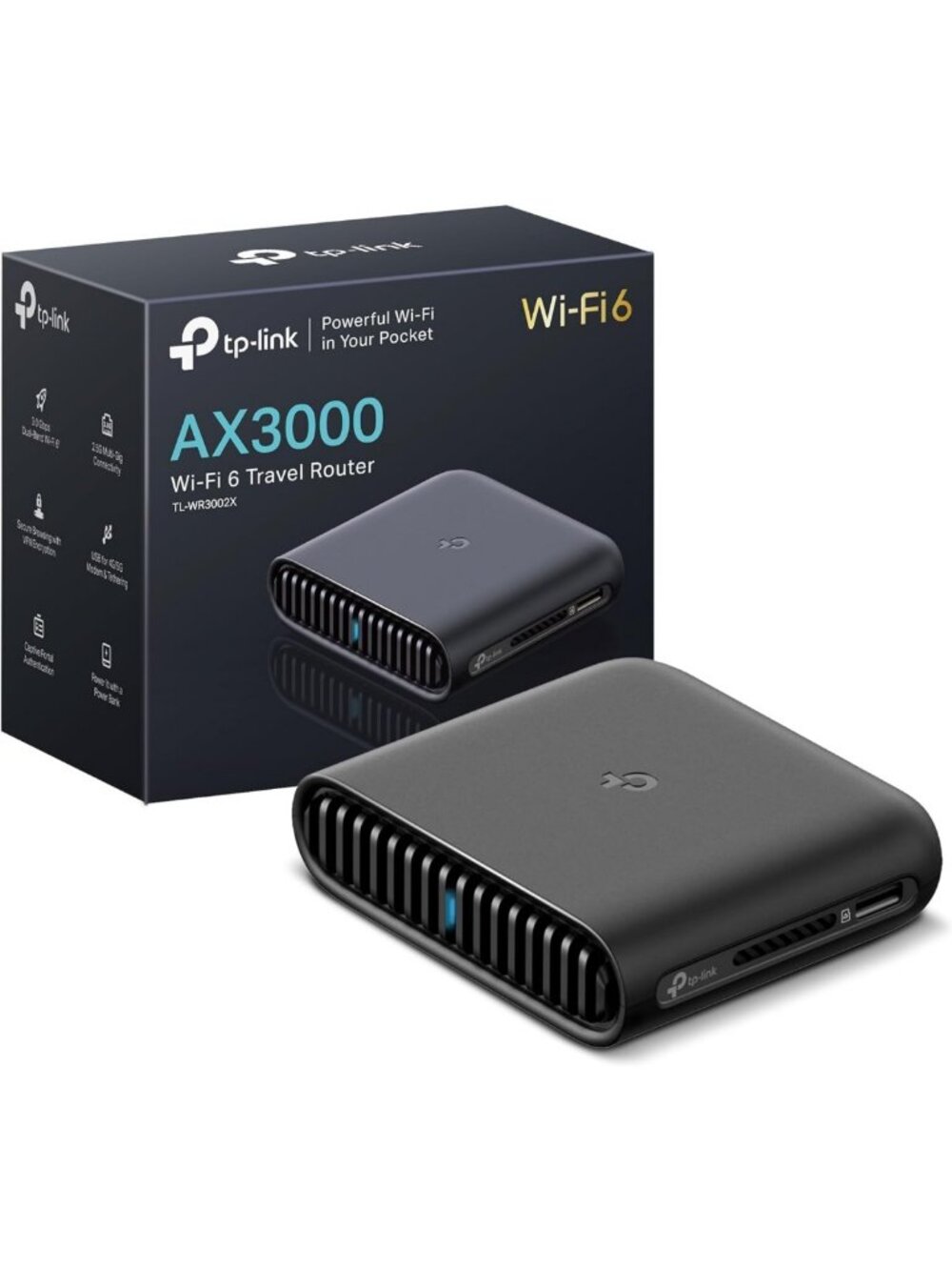 Portable AX3000 Dual-Band Wi-Fi 6 Travel Router for Fast Internet Anywhere